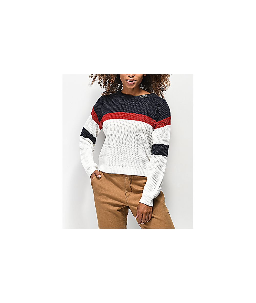 Obey Womens Allie Striped Crewneck Sweater