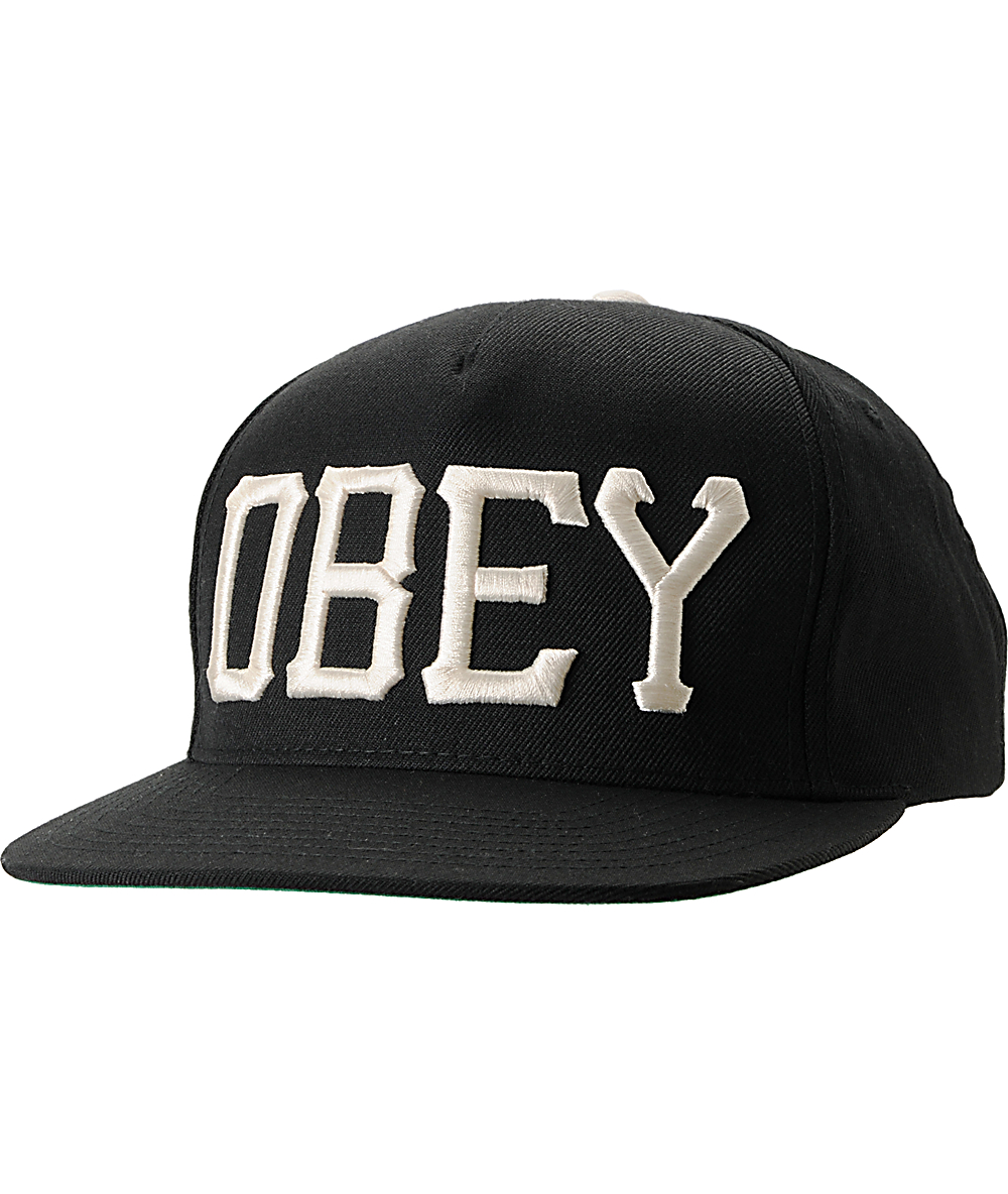 Obey Cedar Black Snapback Hat | Zumiez