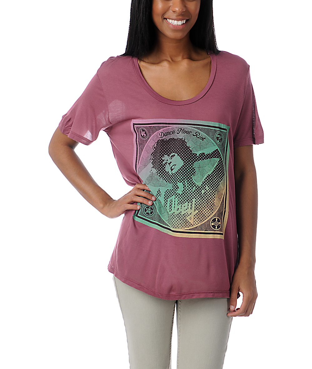 Obey Dance Floor Riot Berry Red T Shirt Zumiez