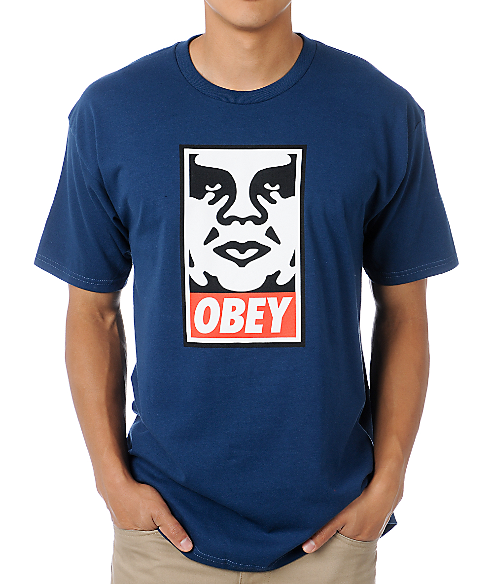 obey shirt blue