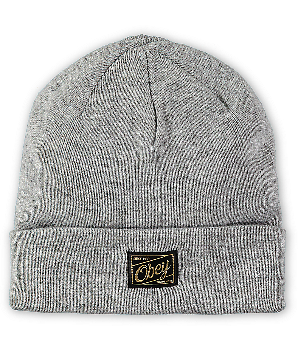 grey obey beanie