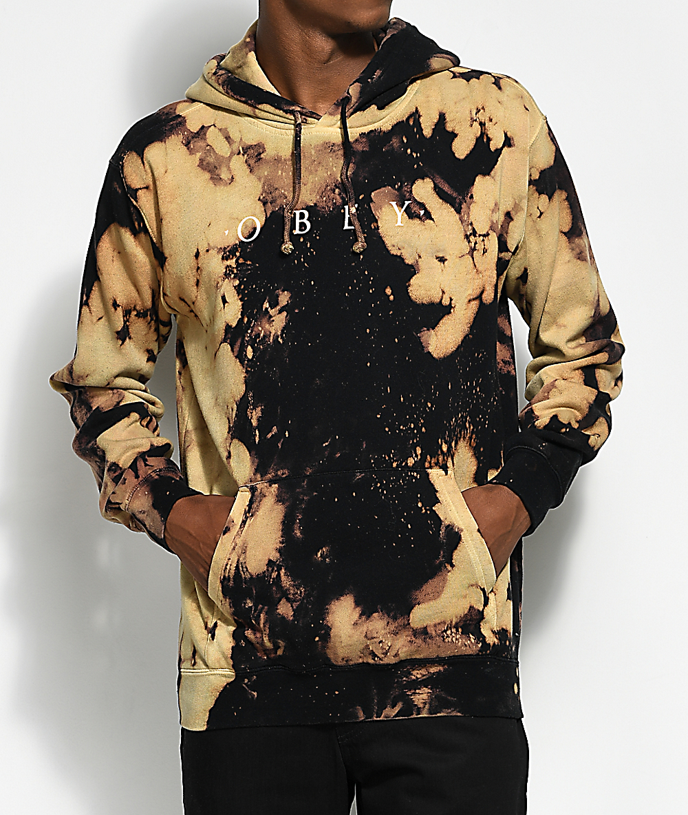 obey novel bleached black hoodie