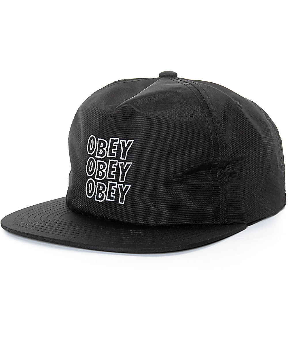 Obey Repetition Black Snapback Hat | Zumiez