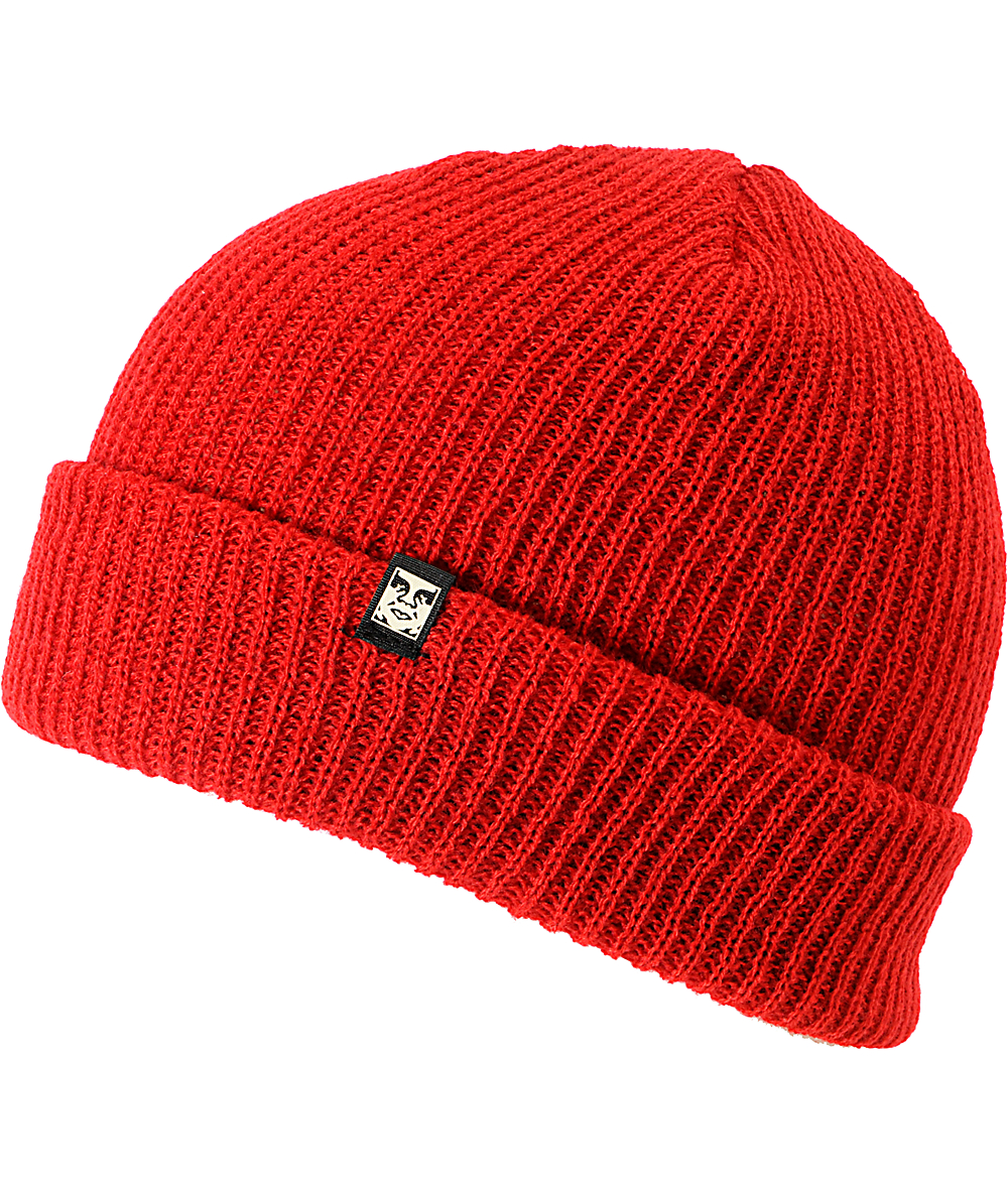 red obey beanie