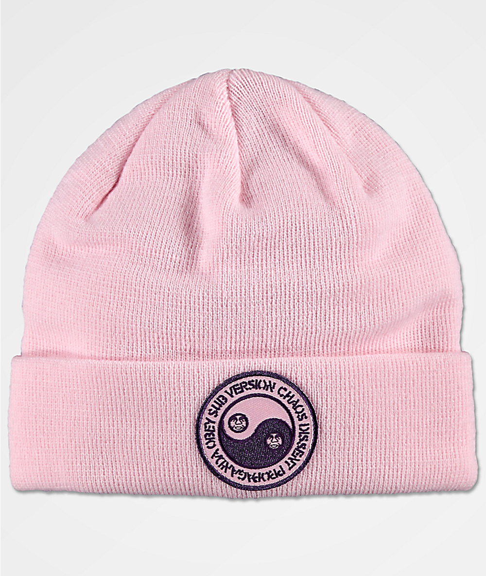 pink obey beanie