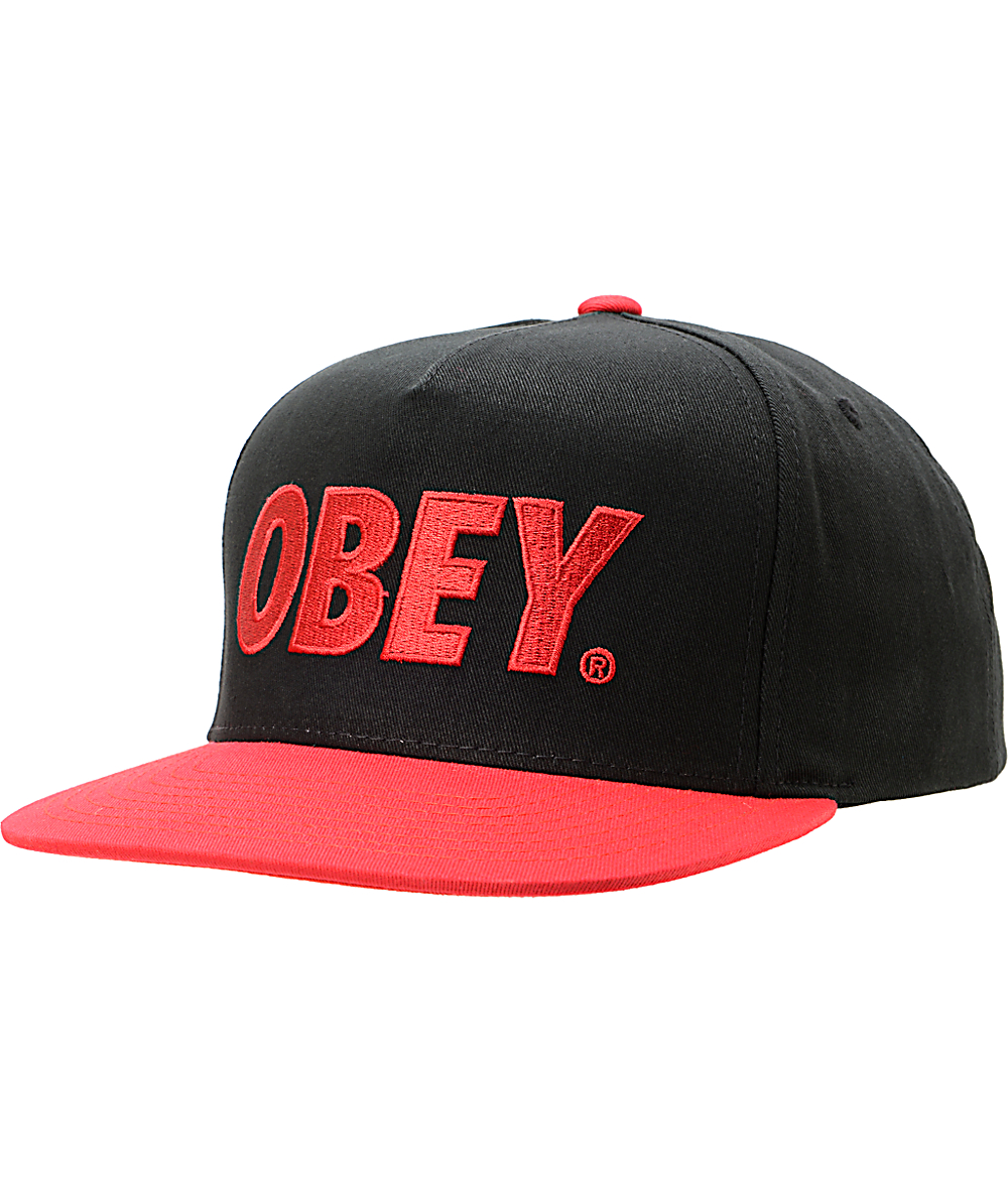 Obey The City Black & Red Snapback Hat | Zumiez