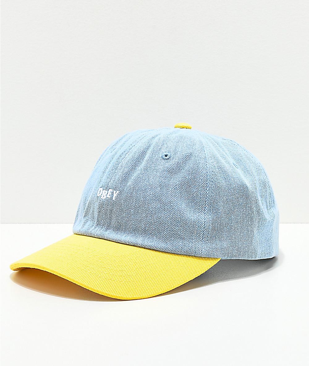 blue and yellow hat