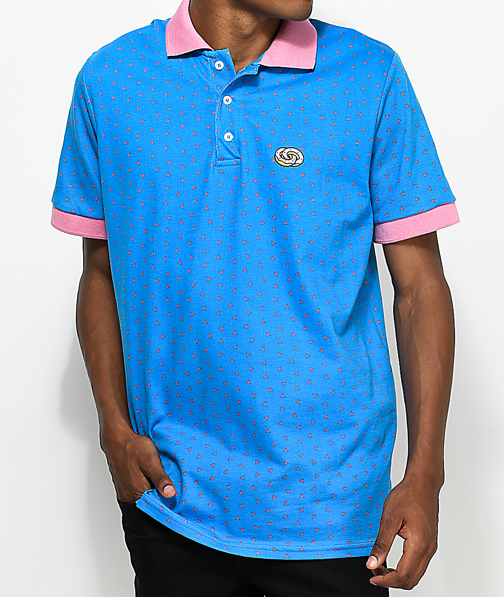 pink and blue polo shirt