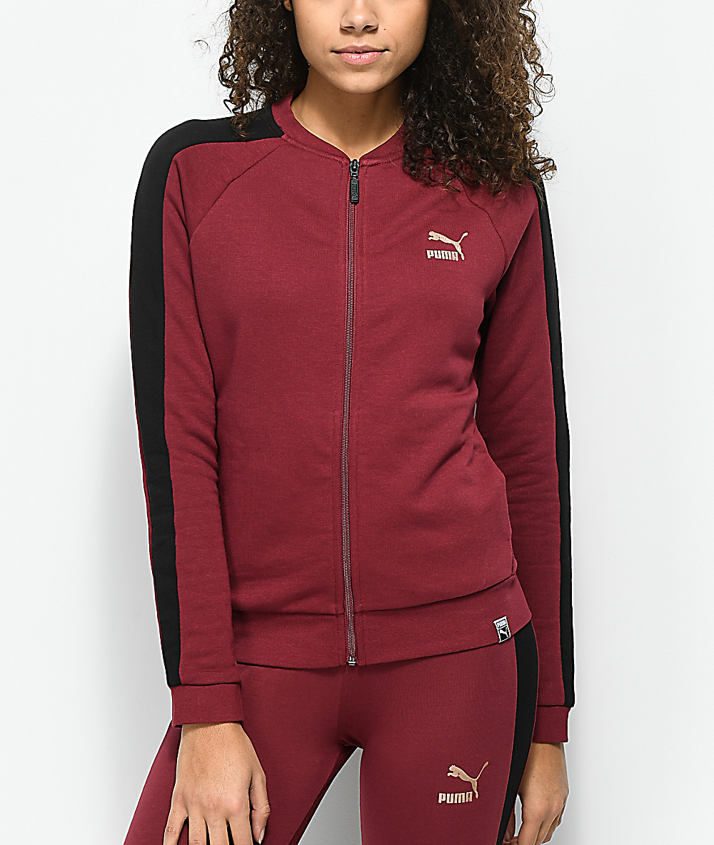 burgundy puma tracksuit