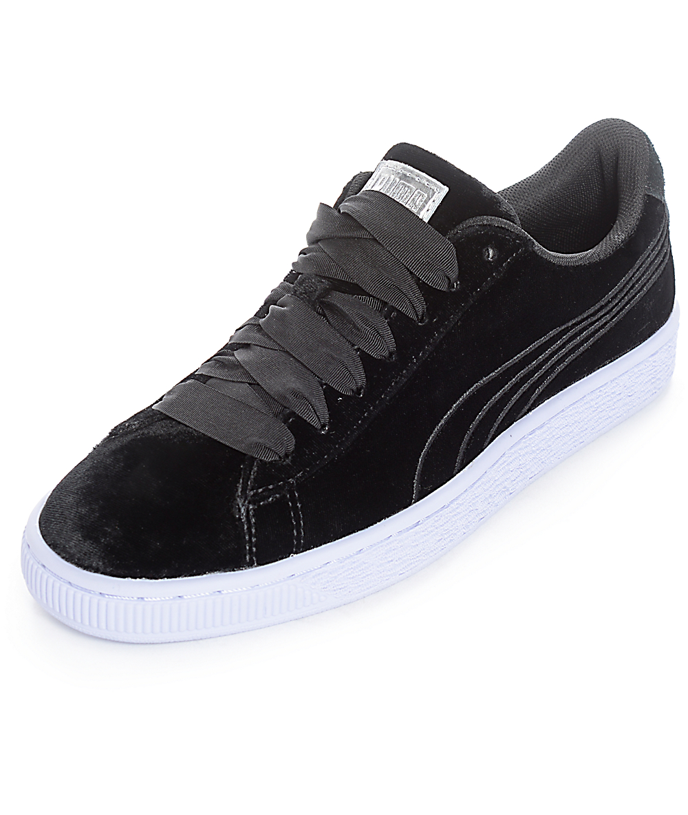 puma basket classic velour vr black shoes