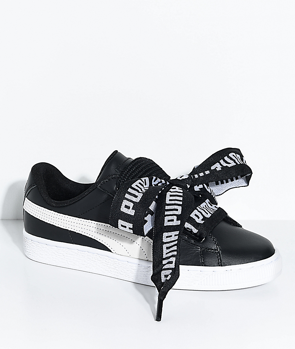 puma basket black and white