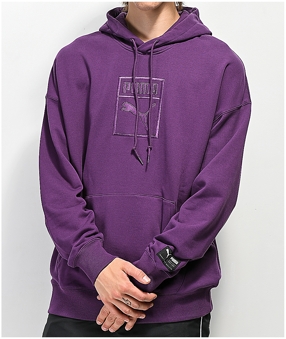 oversized purple sweatshirt