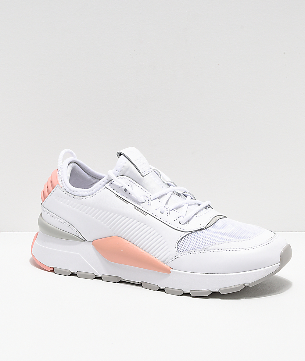 pink and white puma shoes