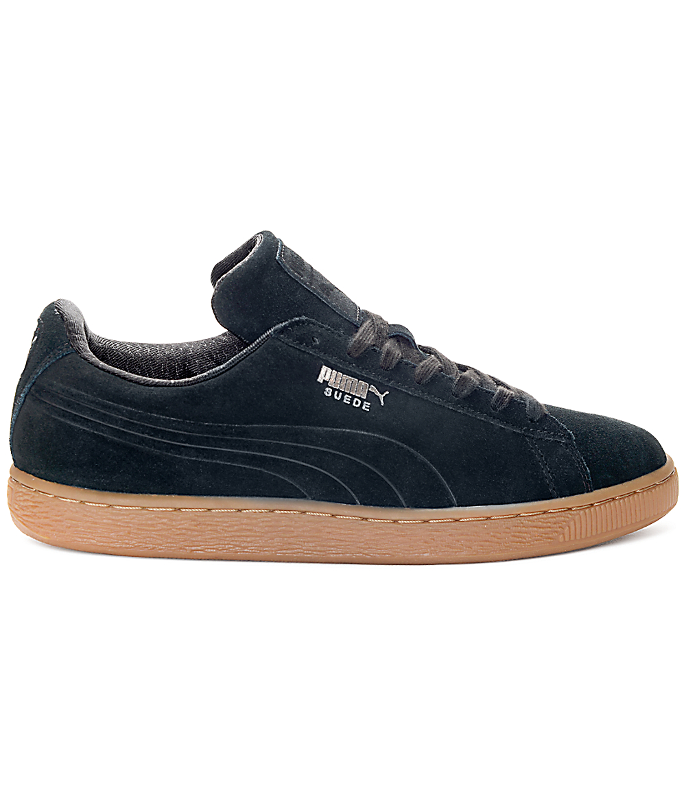 puma suede classic black debossed