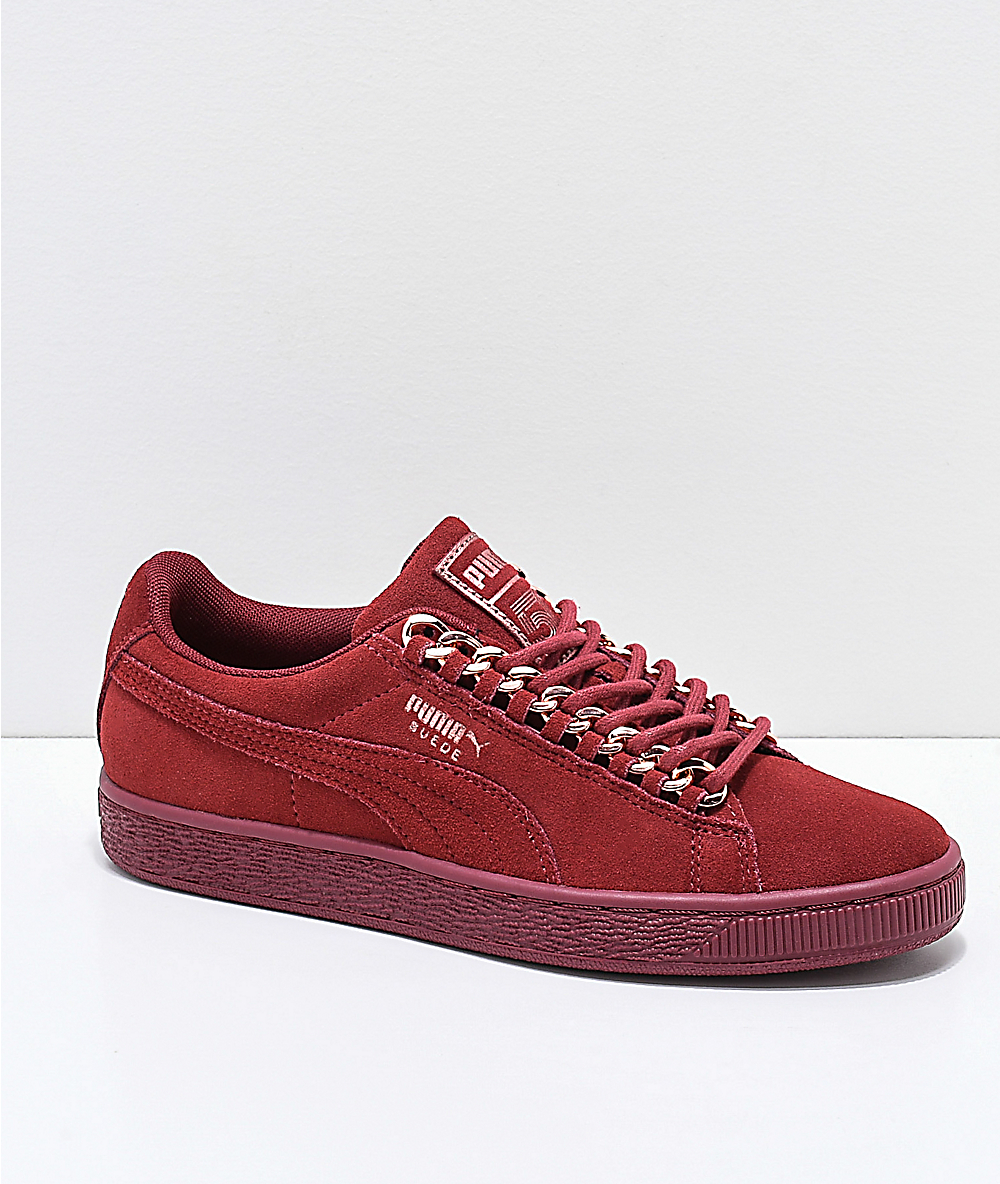 all red puma suede