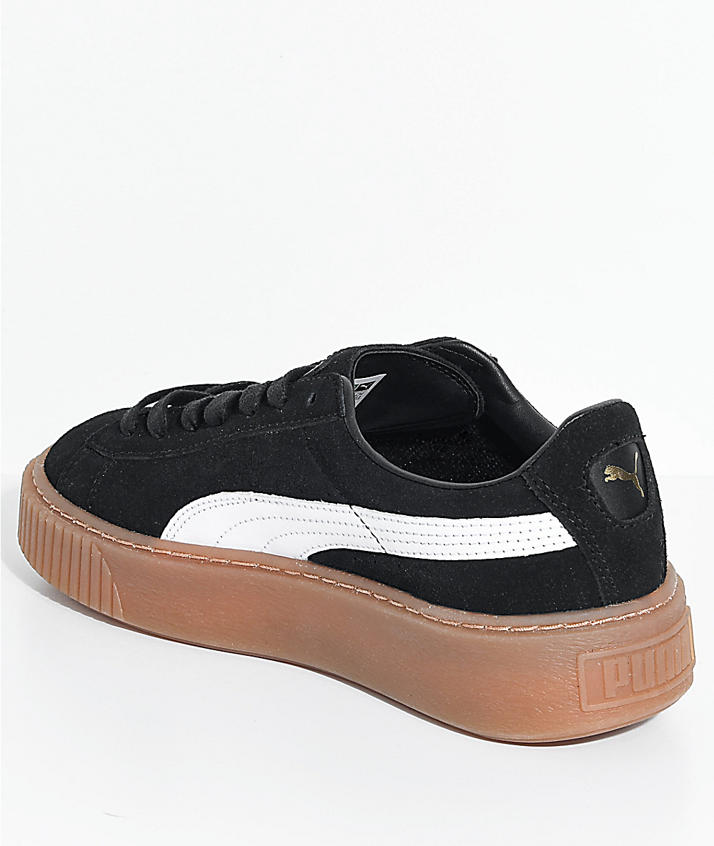 puma suede platform black white & gum shoes
