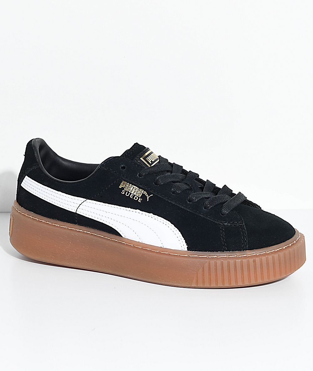 PUMA Suede Platform Black, White & Gum Shoes PUMA Suede Platform Black, White & Gum Shoes