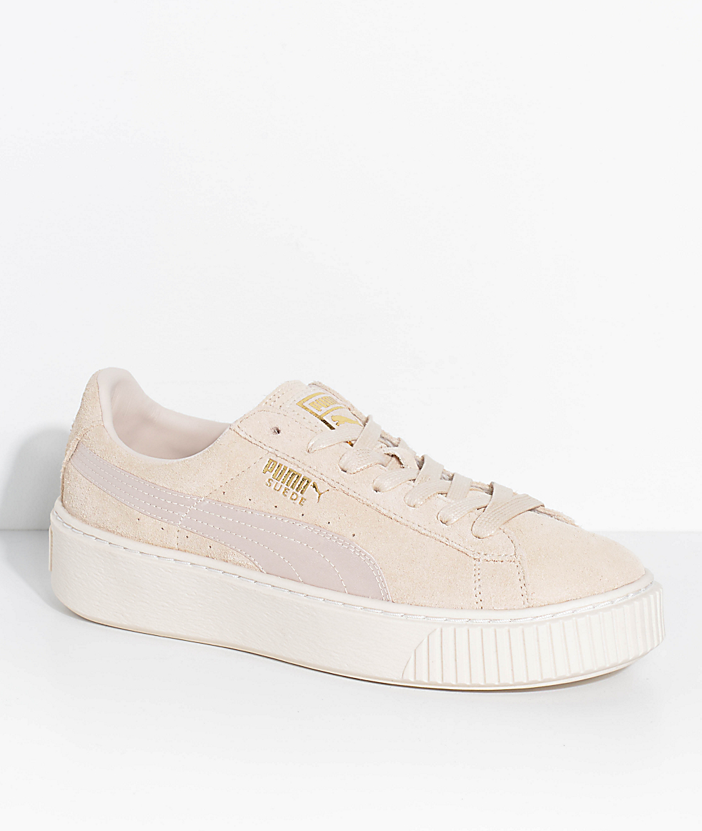 puma suede platform mono satin beige