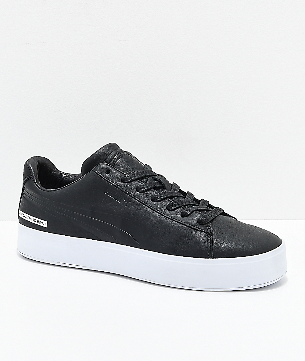 puma platform sneakers black and white