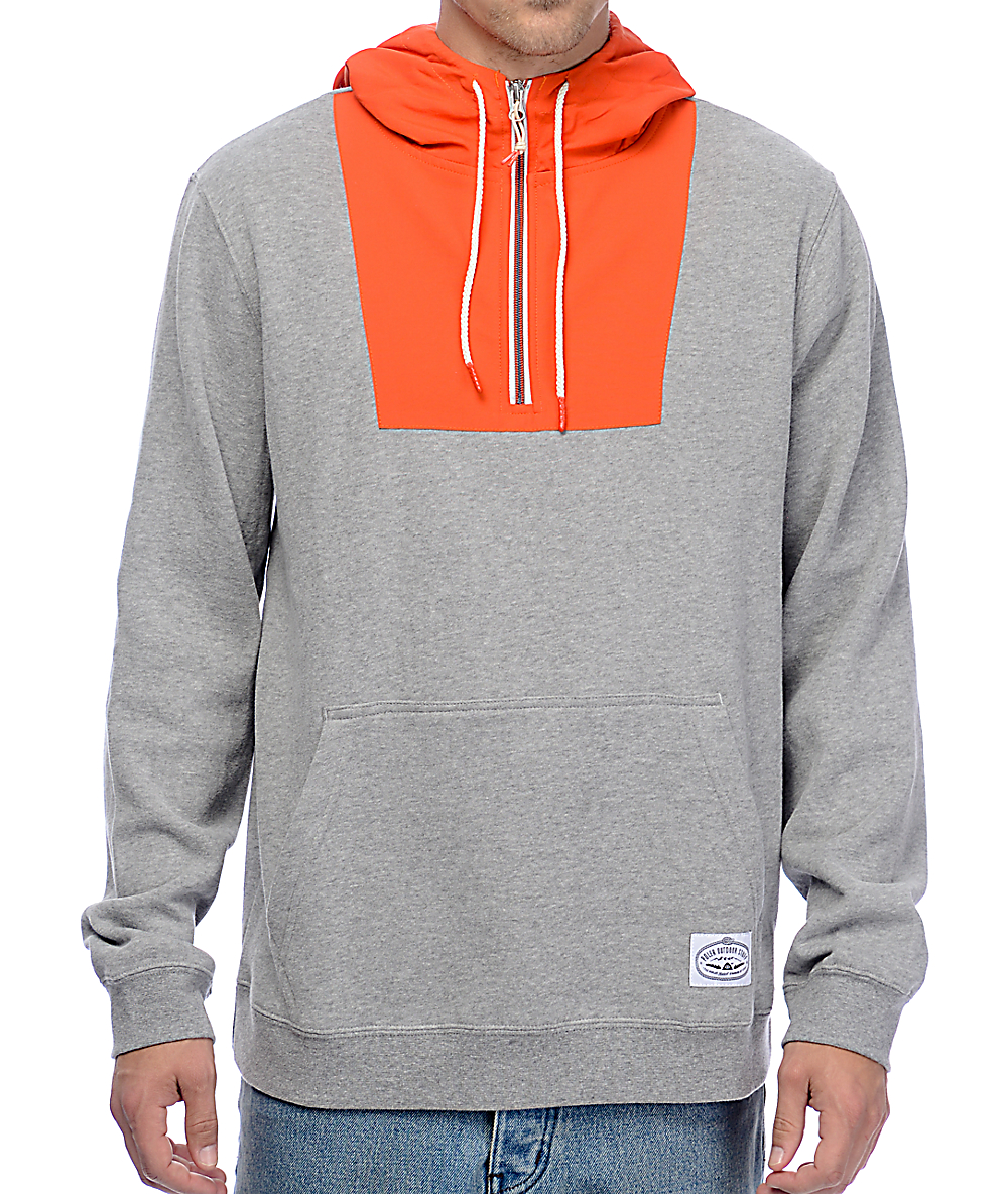 gray and orange hoodie