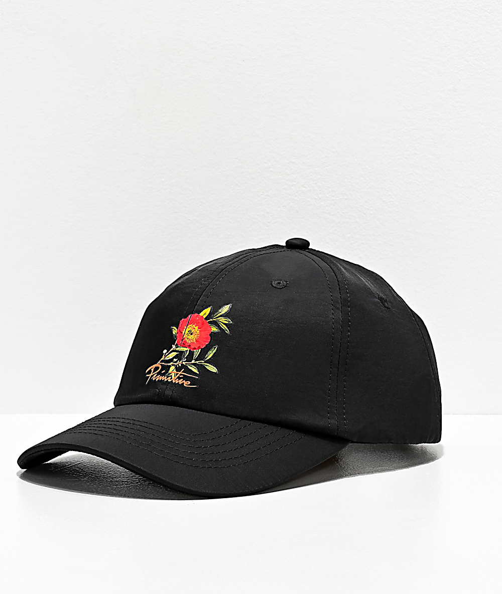 black strapback dad hat