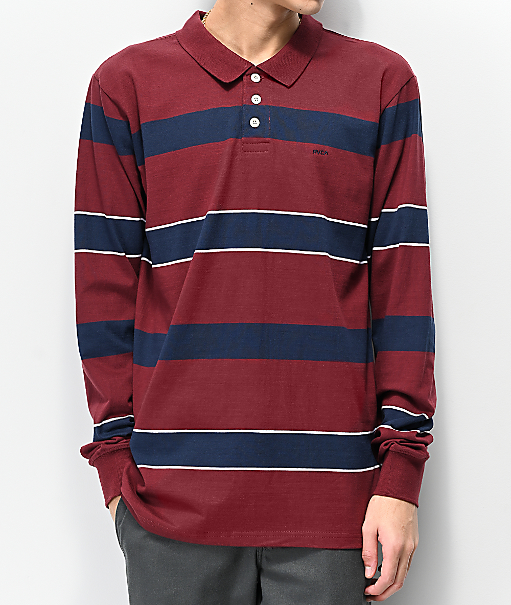 maroon long sleeve polo