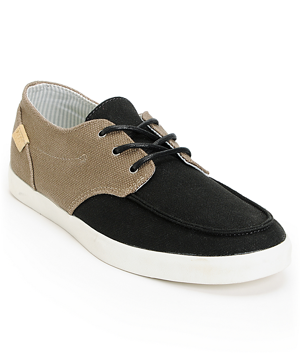 Reef Deck Hand 2 TX Brown Burlap & Black Canvas Shoes | Zumiez Reef sneaker men deck hand 2 tx sneakers men's shoes