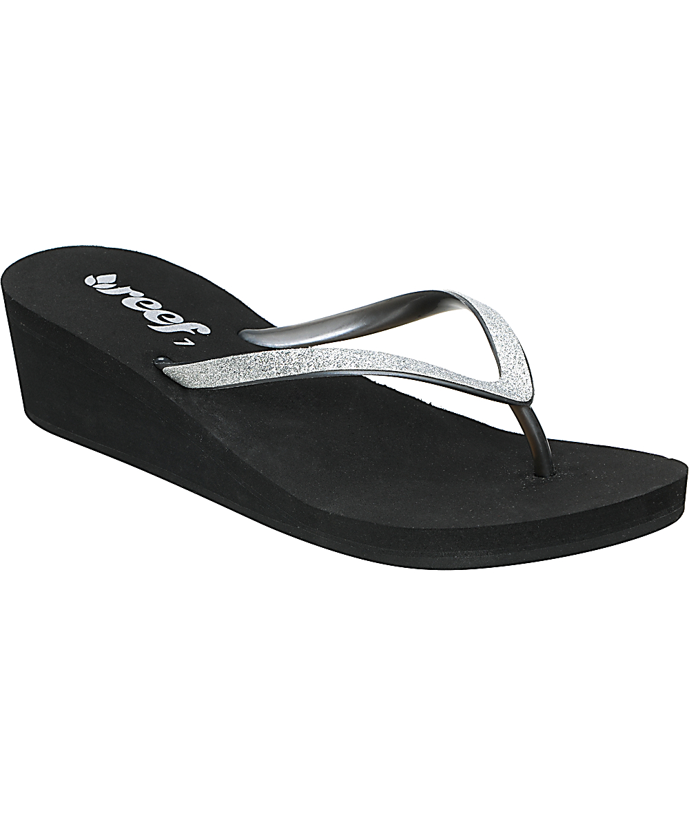 reef black sparkle flip flops