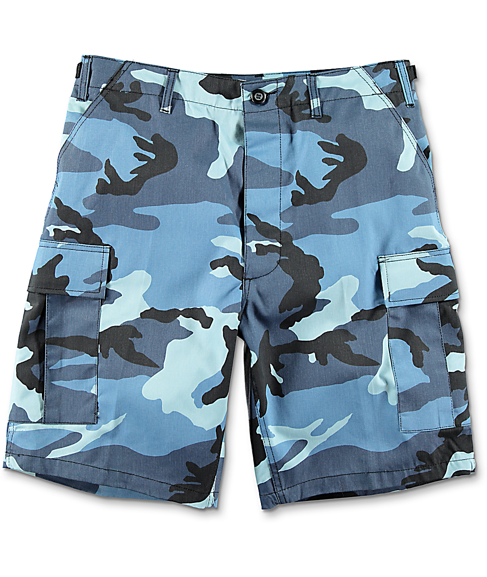 blue camo cargo shorts