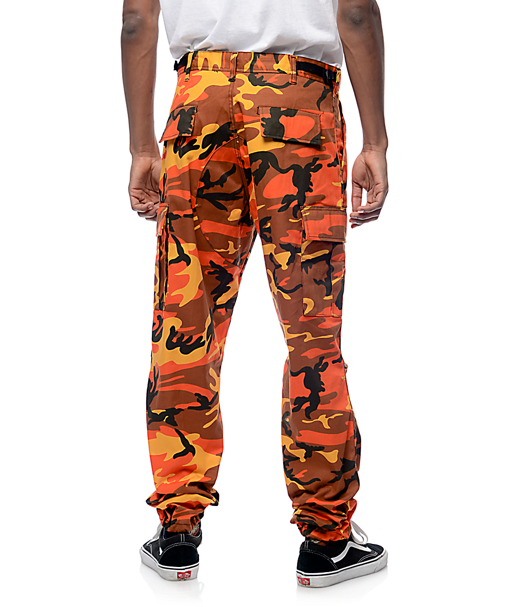 orange camo joggers mens