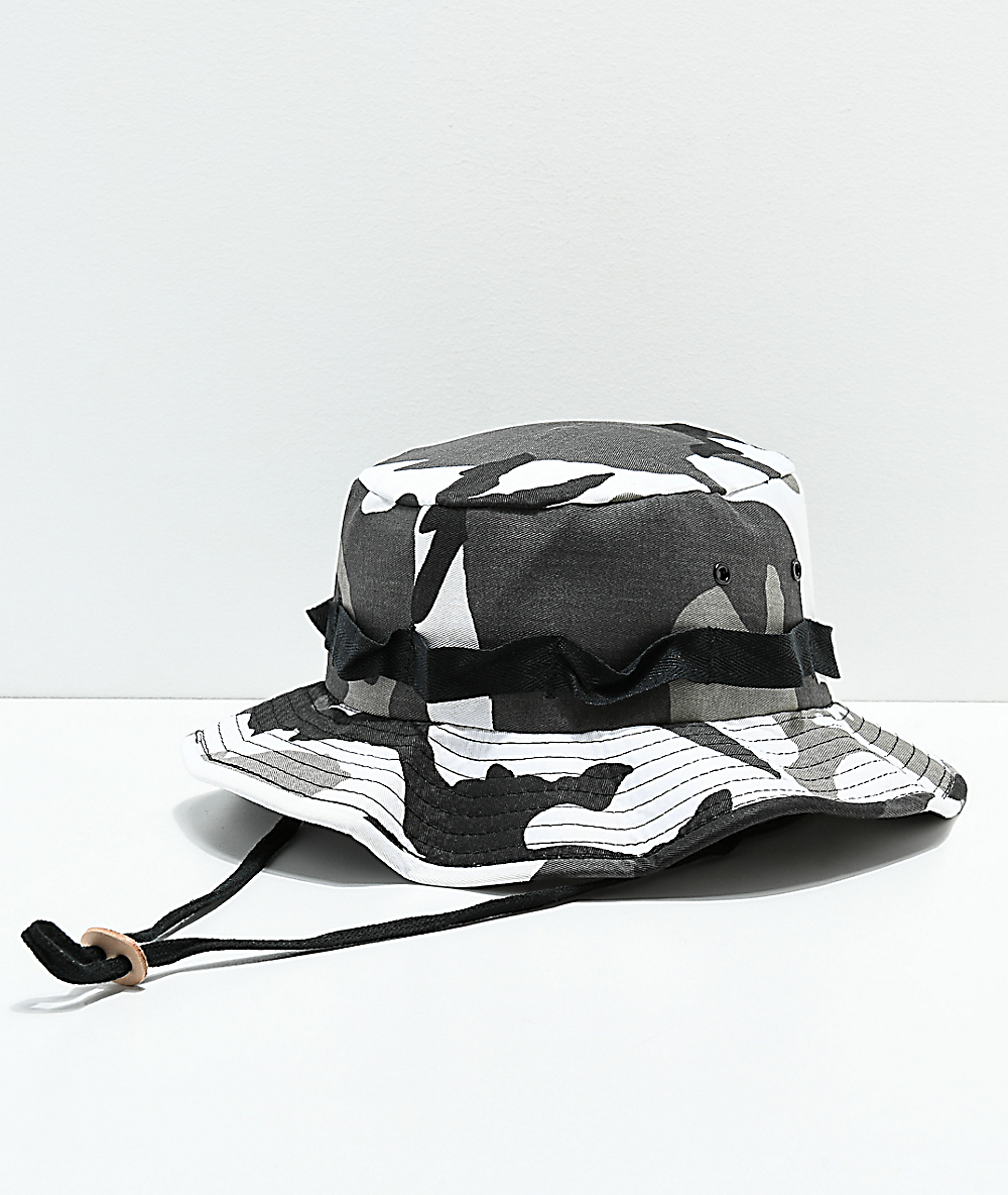 black and white camo bucket hat