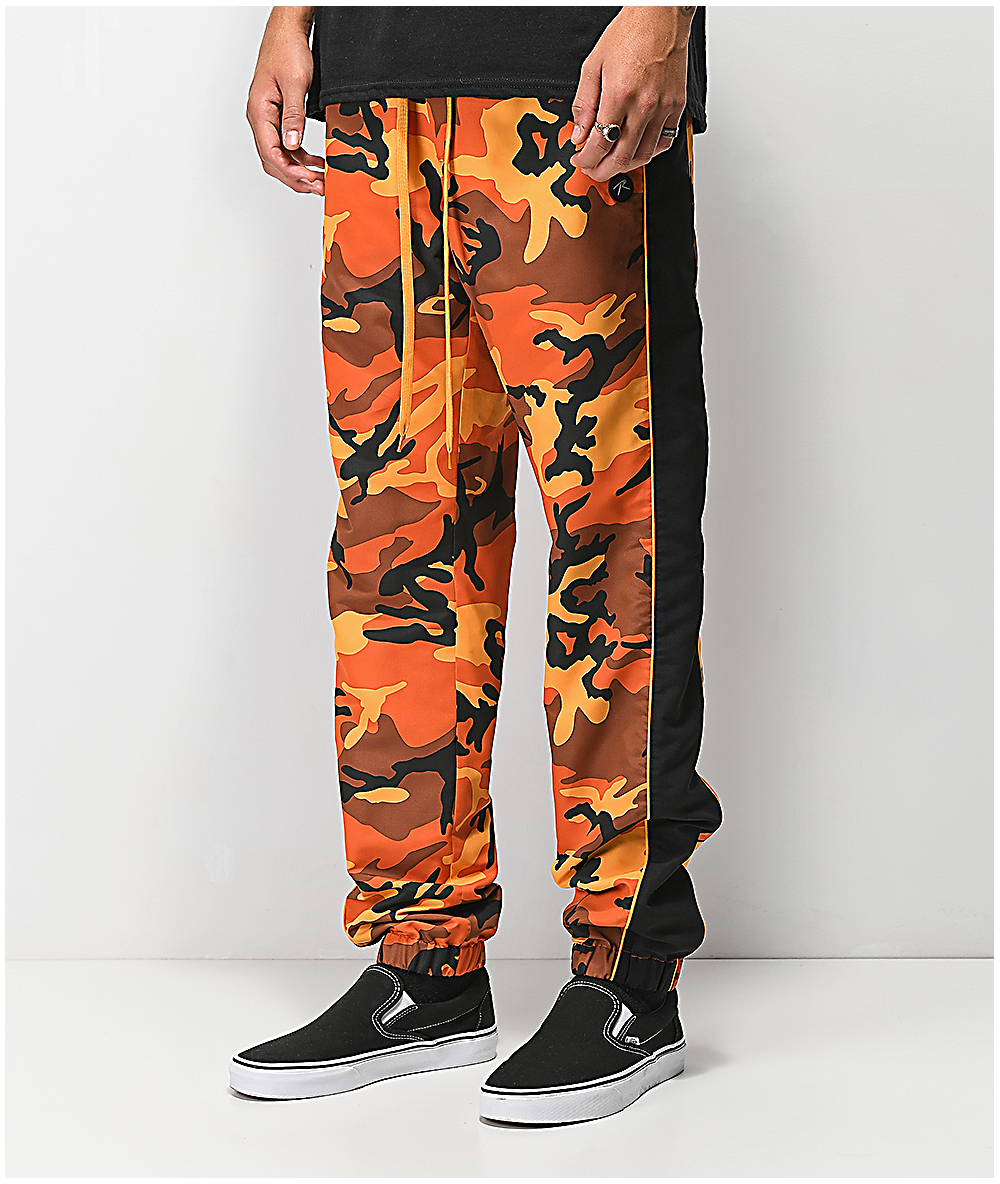 camo joggers orange