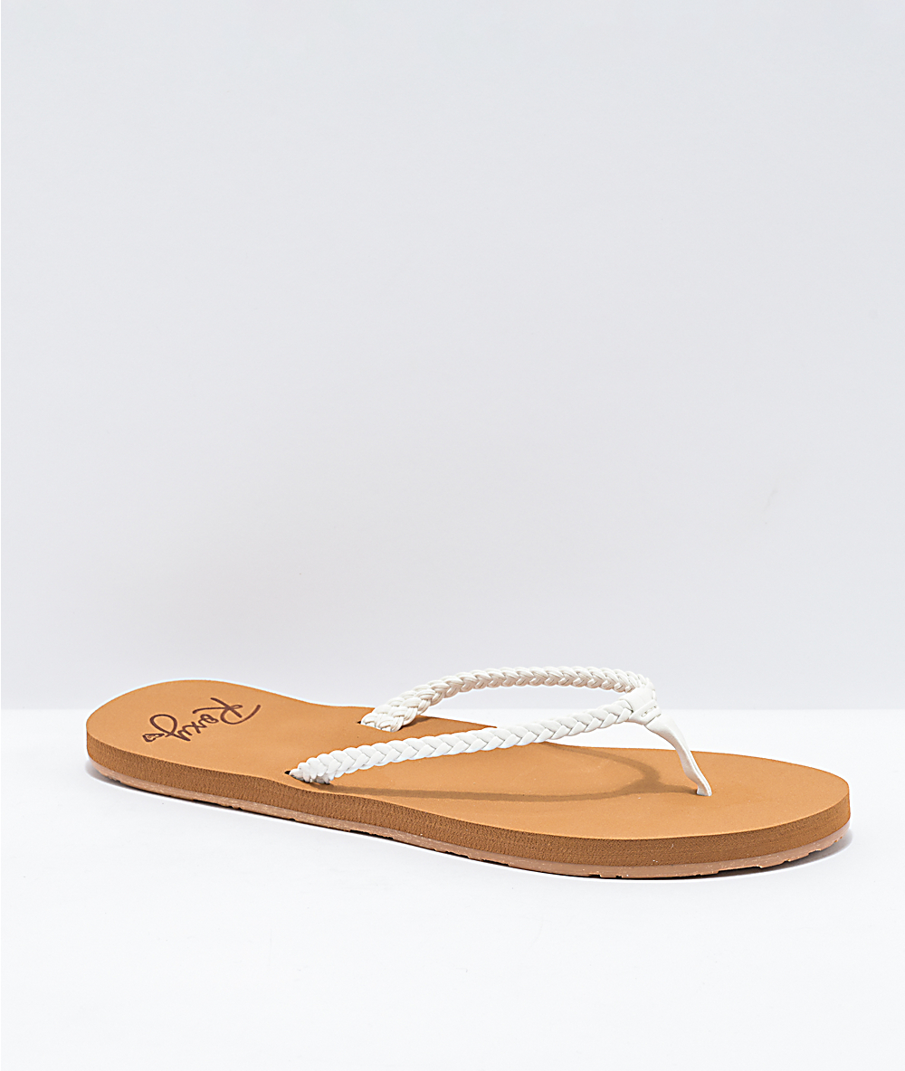 roxy white flip flops