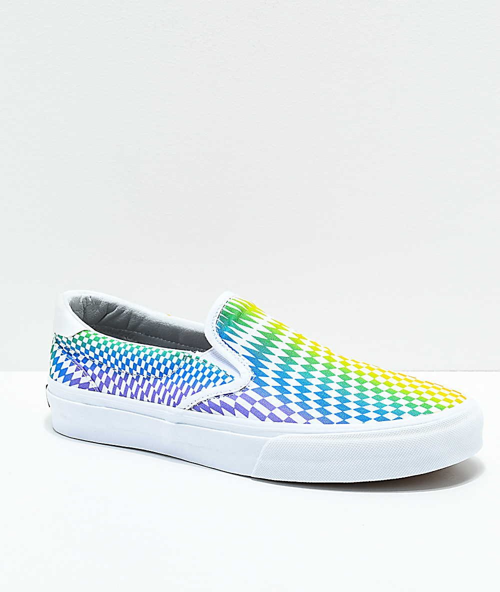 rainbow checkered shoes