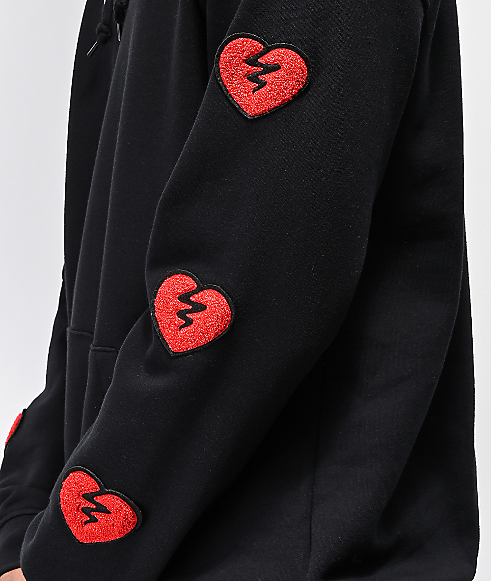 broken heart embroidered mens hoodie