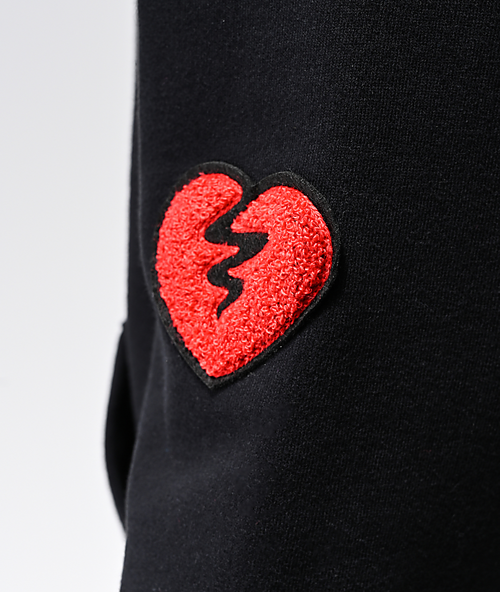 broken heart embroidered mens hoodie