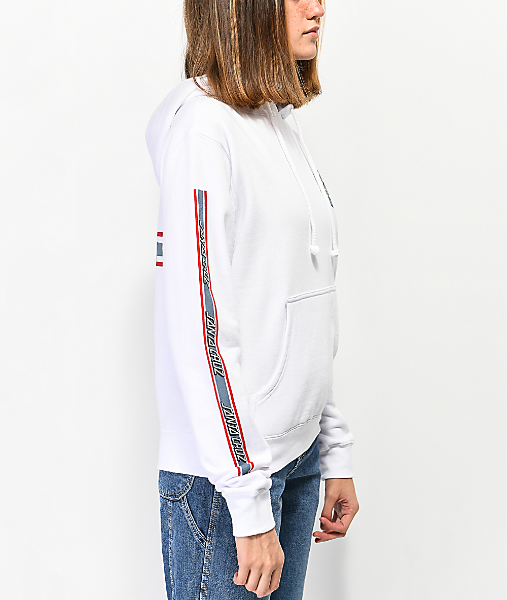 santa cruz banner dot white hoodie