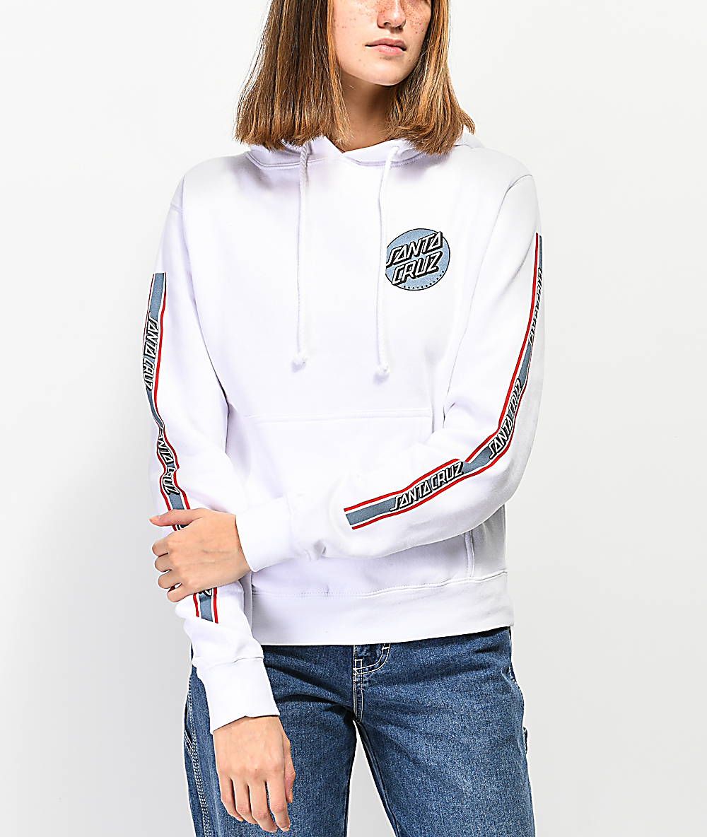 santa cruz banner dot white hoodie