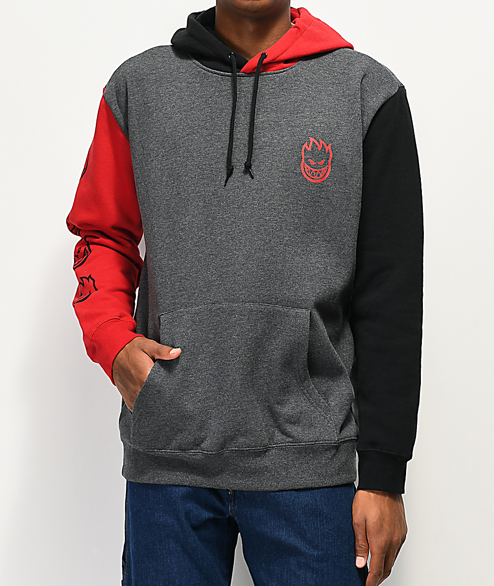 red and gray hoodie