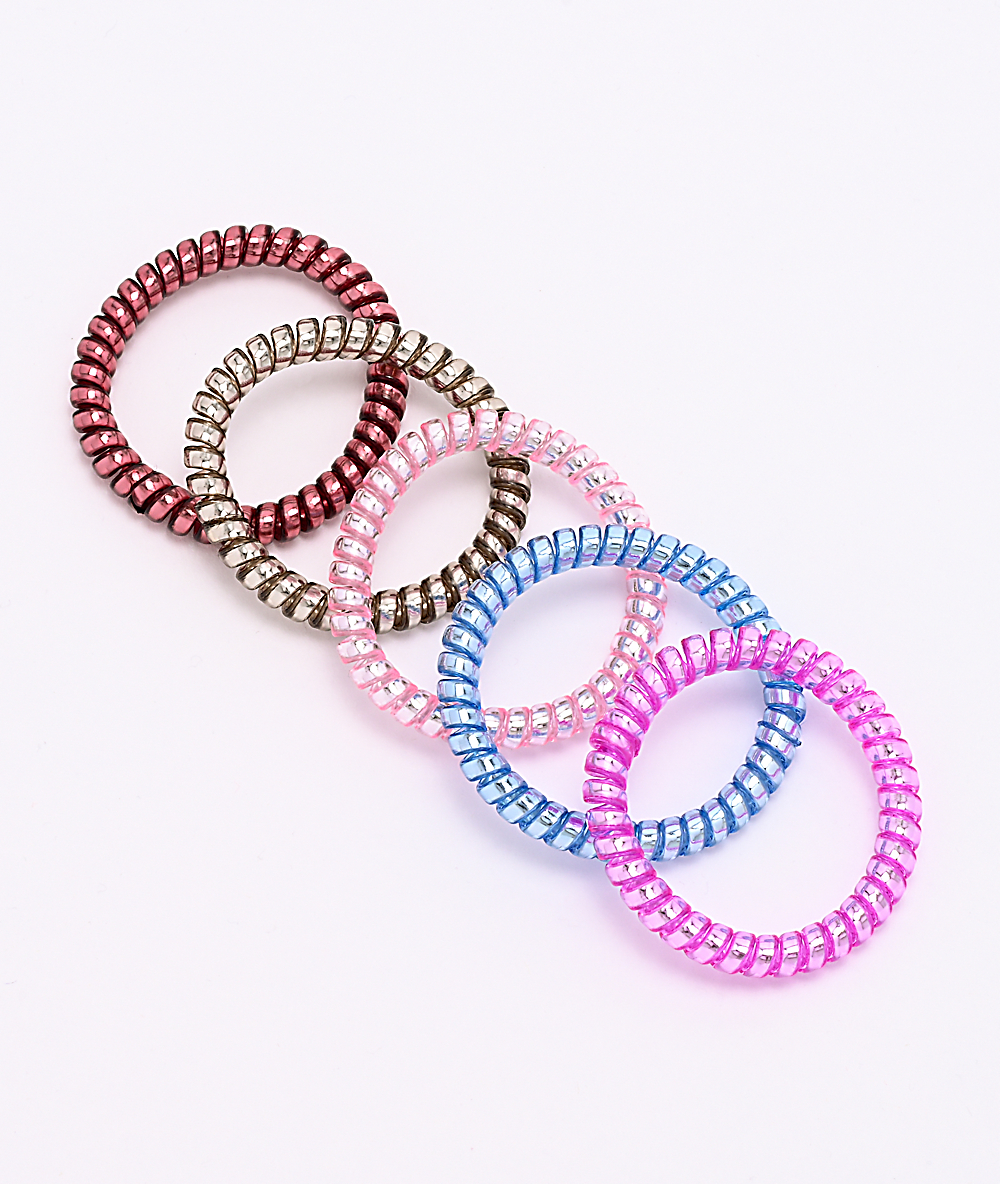 Stone Locket Tight Coil 5 Pack Hair Ties Zumiez