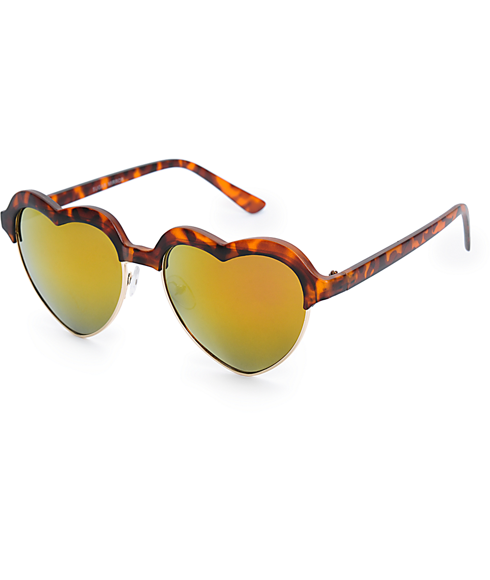tortoise shell heart shaped sunglasses
