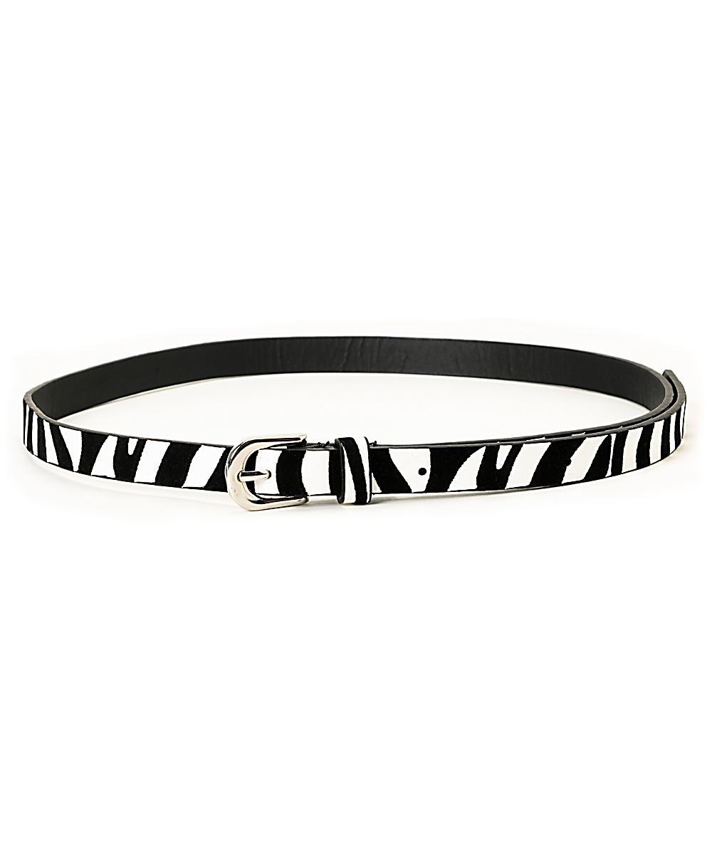 Super Trader Zebra Print Black & White Skinny Belt | Zumiez