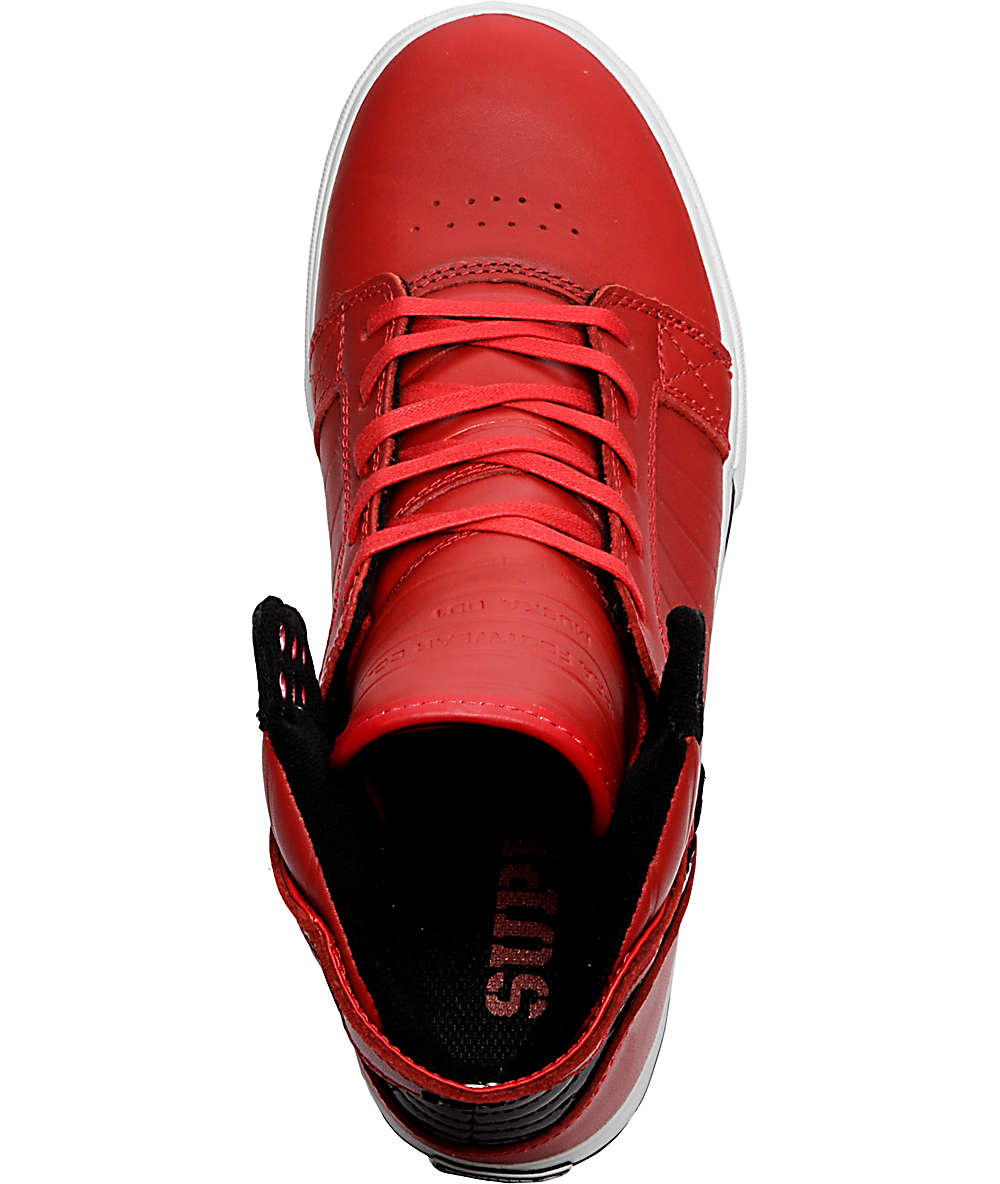 Supra Muska Skytop Red & Black Patent Shoes | Zumiez