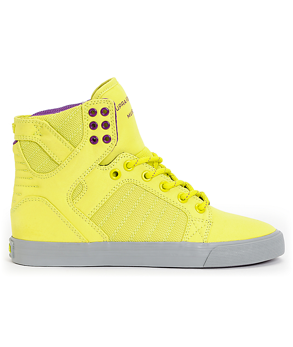 Supra Womens Skytop Neon Yellow Nylon Shoes | Zumiez