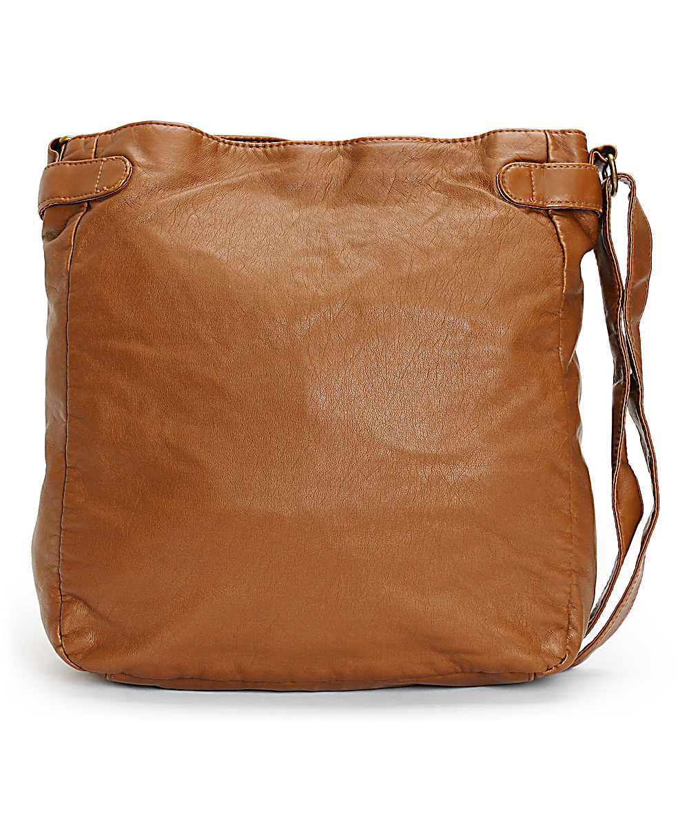 T Shirt Jeans Cognac Faux Leather Crossbody Tote Bag