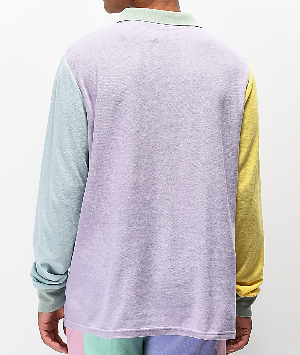 long sleeve polo pastel color