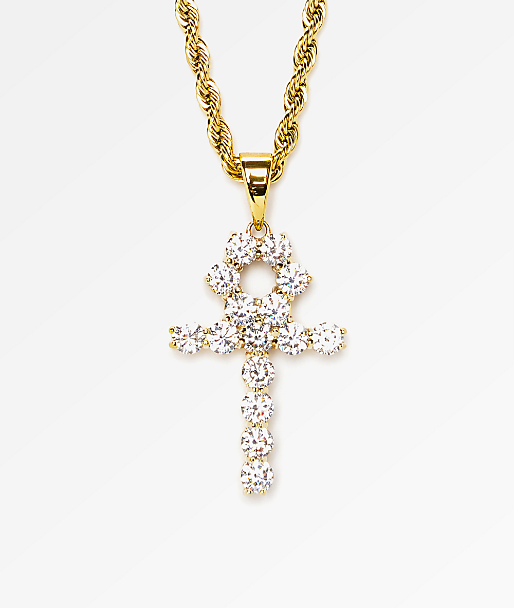 The Gold S Diamond Ankh Cross Pendant 22 Necklace Zumiez
