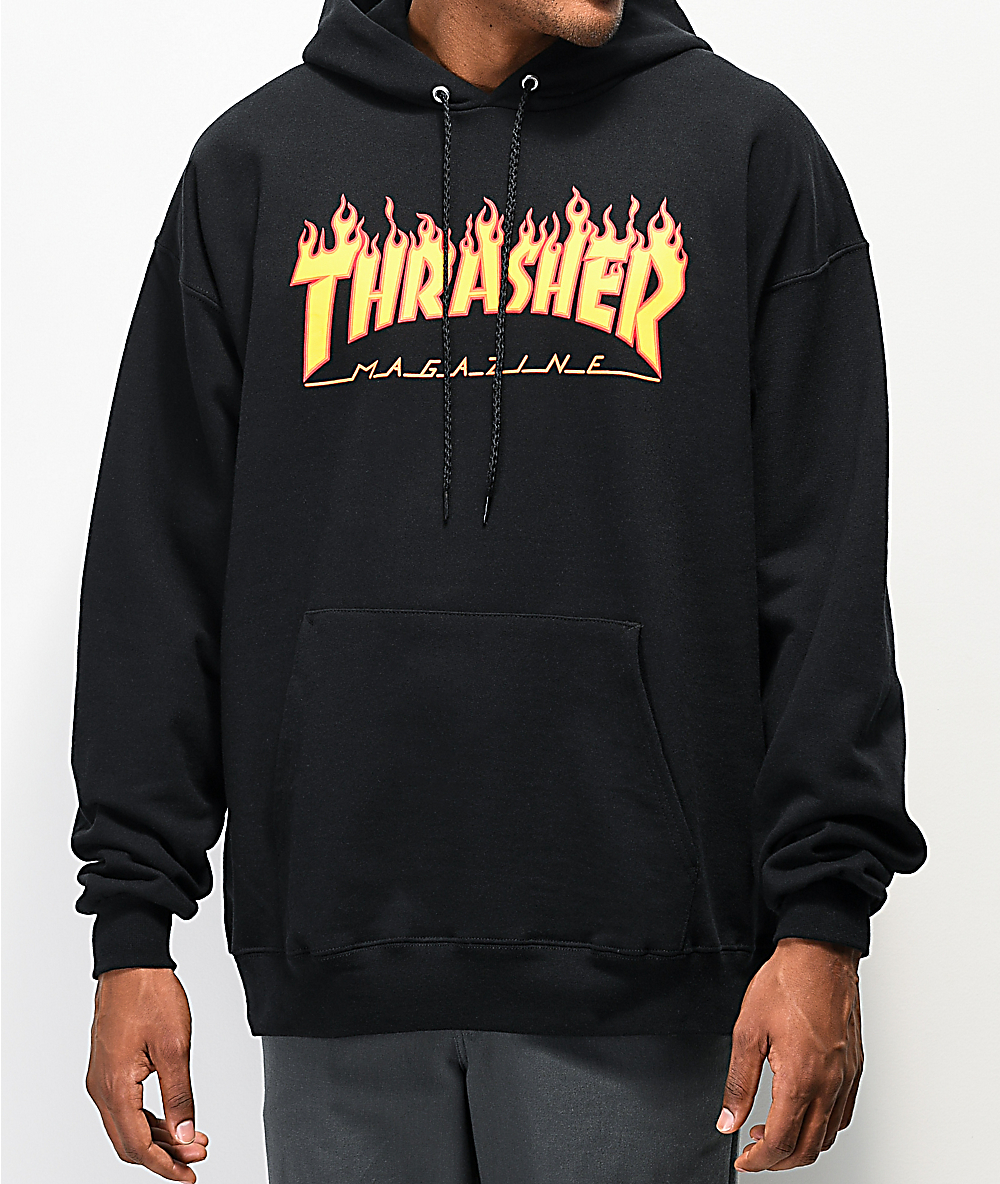 Thrasher Flame Logo Black Hoodie | Zumiez