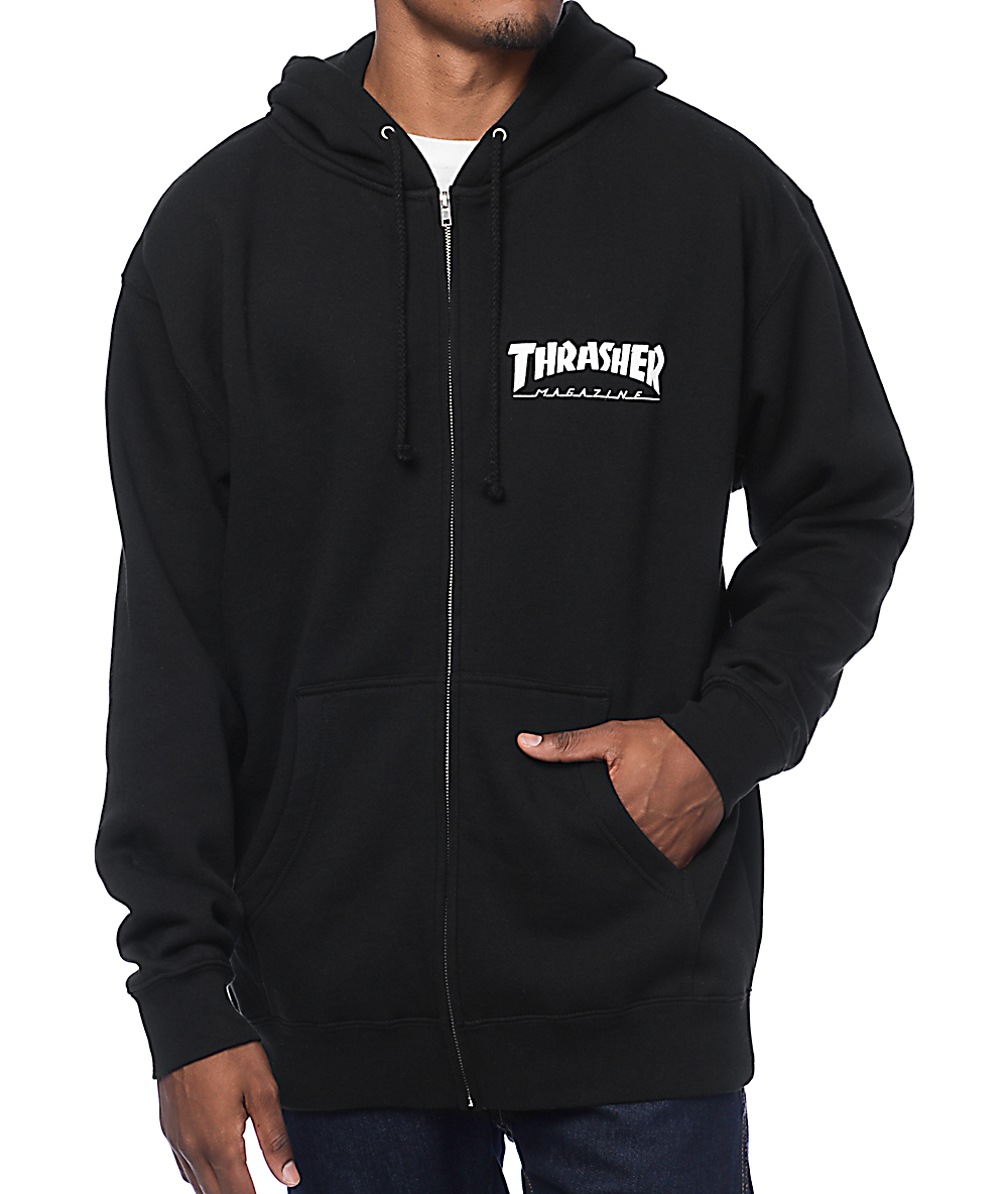 thrasher logo zip hoodie