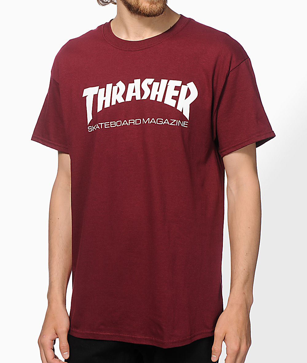 red and white thrasher shirt